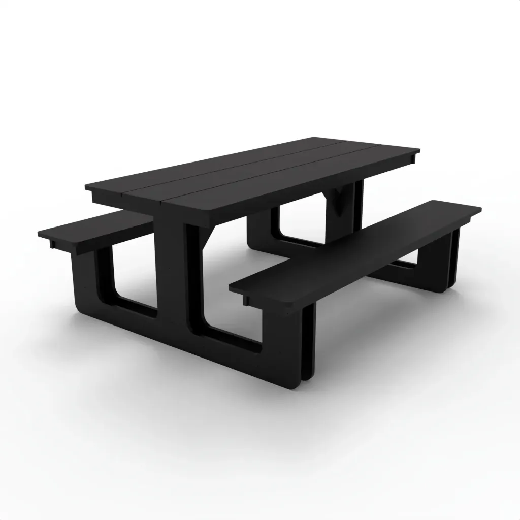 BPTR-1200 Rectangular Picnic Table (Black)