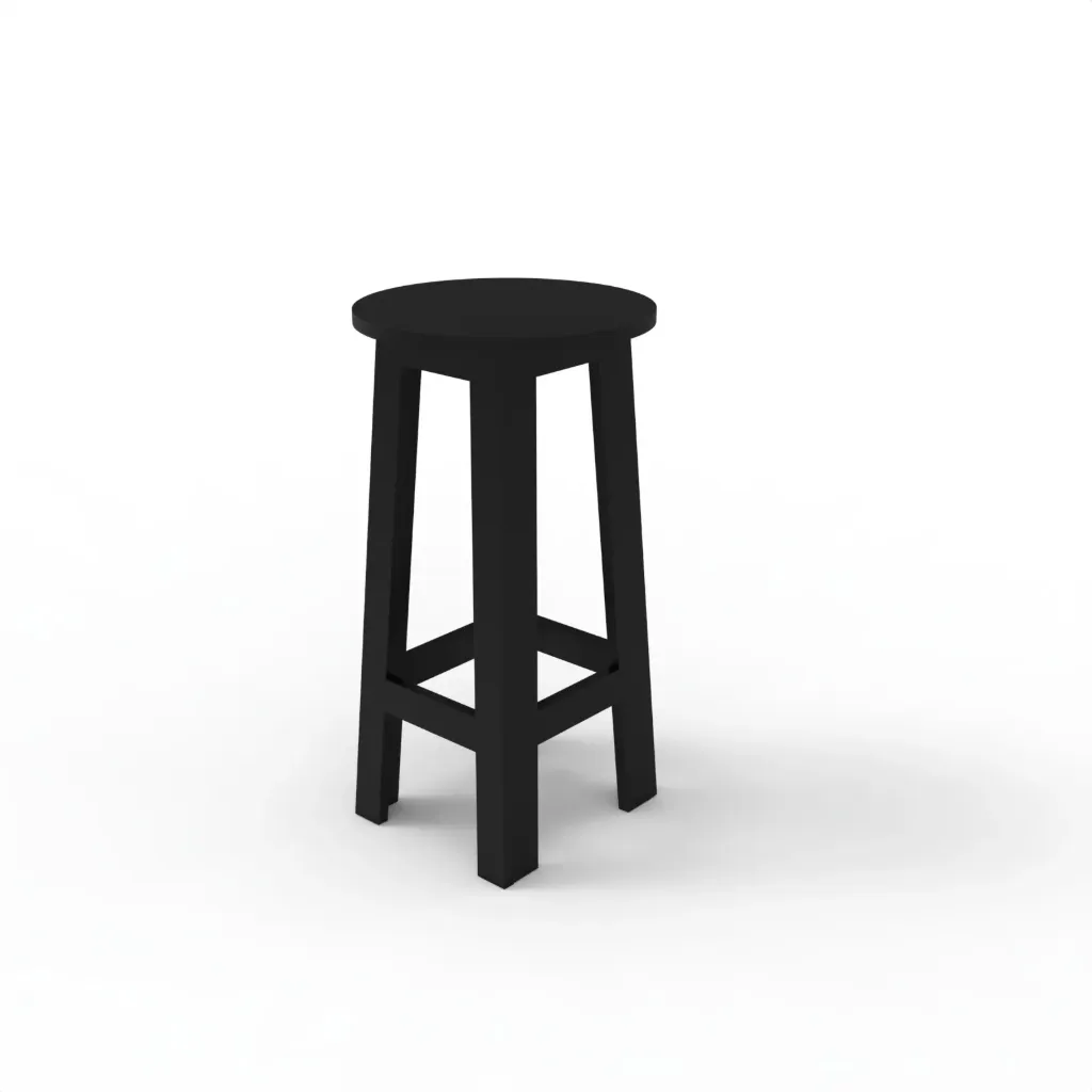 BBR-205 Round Bar Stool (Black)